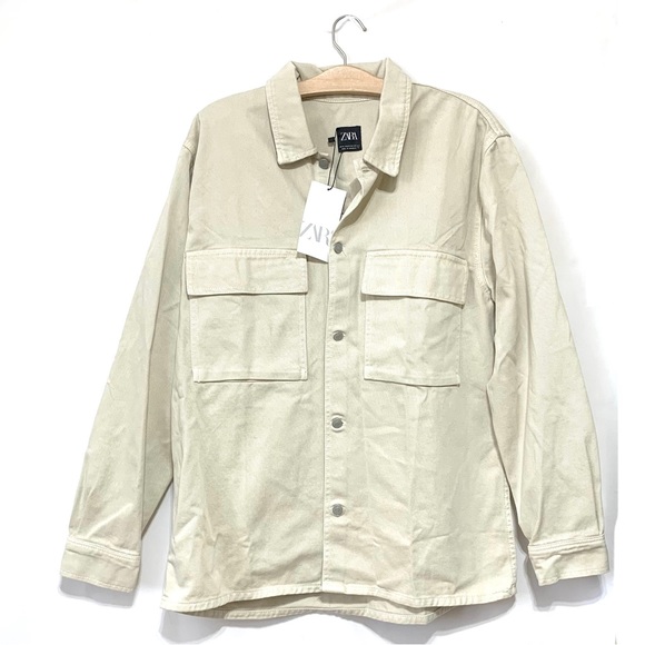 Zara Beige Military Jacket For Men Size XL - Picture 1 of 9